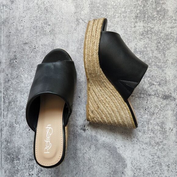 BLACK ESPADRILLES WEDGES - Picture 6 of 8